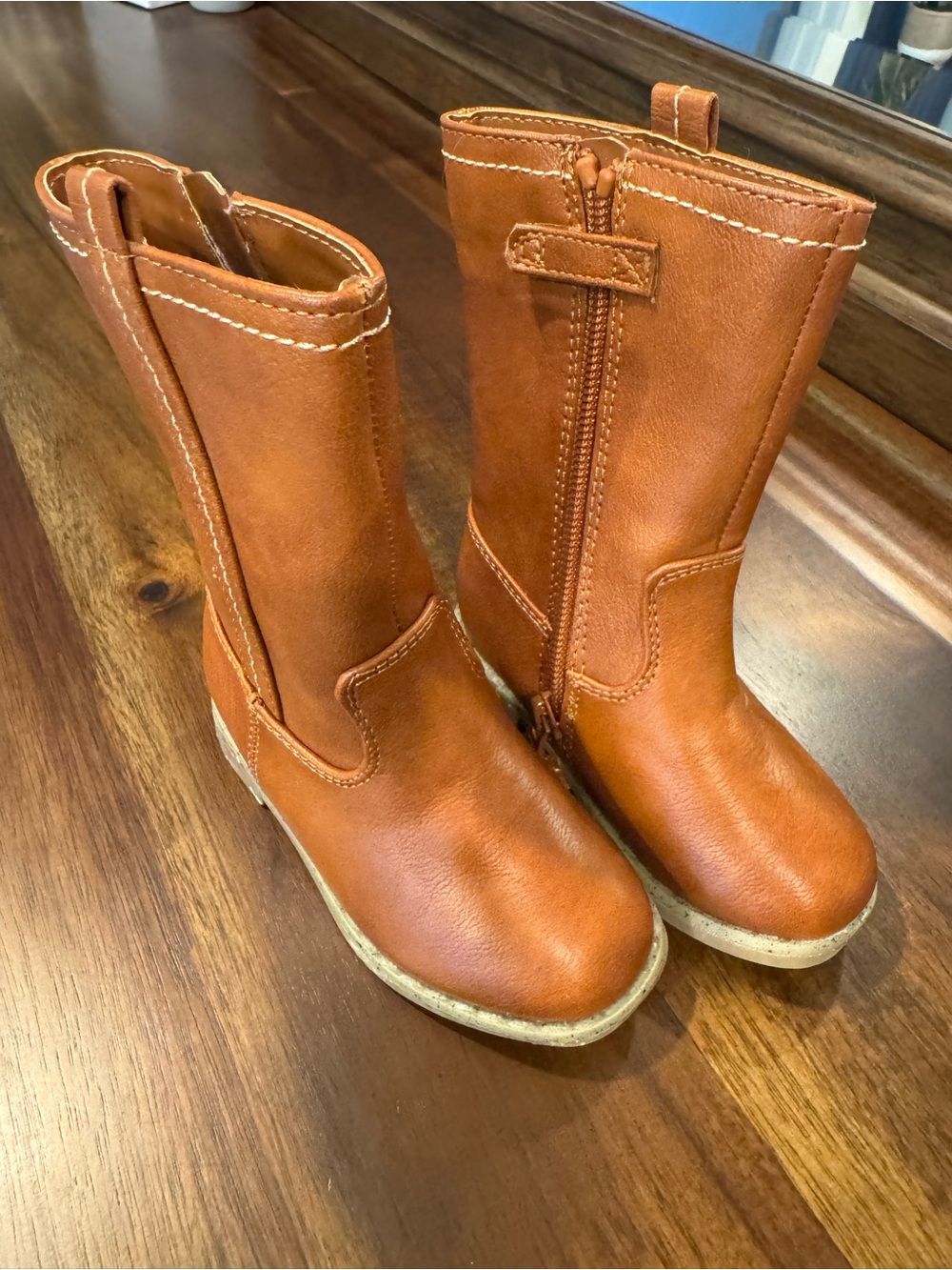 Cat & Jack Kids Mid-Calf Boots in Brown Leather Look